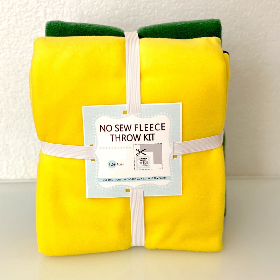 Solid Fleece No Sew Throw Kit Yellow forest Green 50x60 Etsy