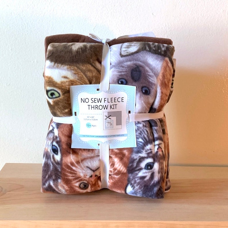 Kittens Antipill Fleece Fabric No Sew Throw Kit 50x60 Etsy