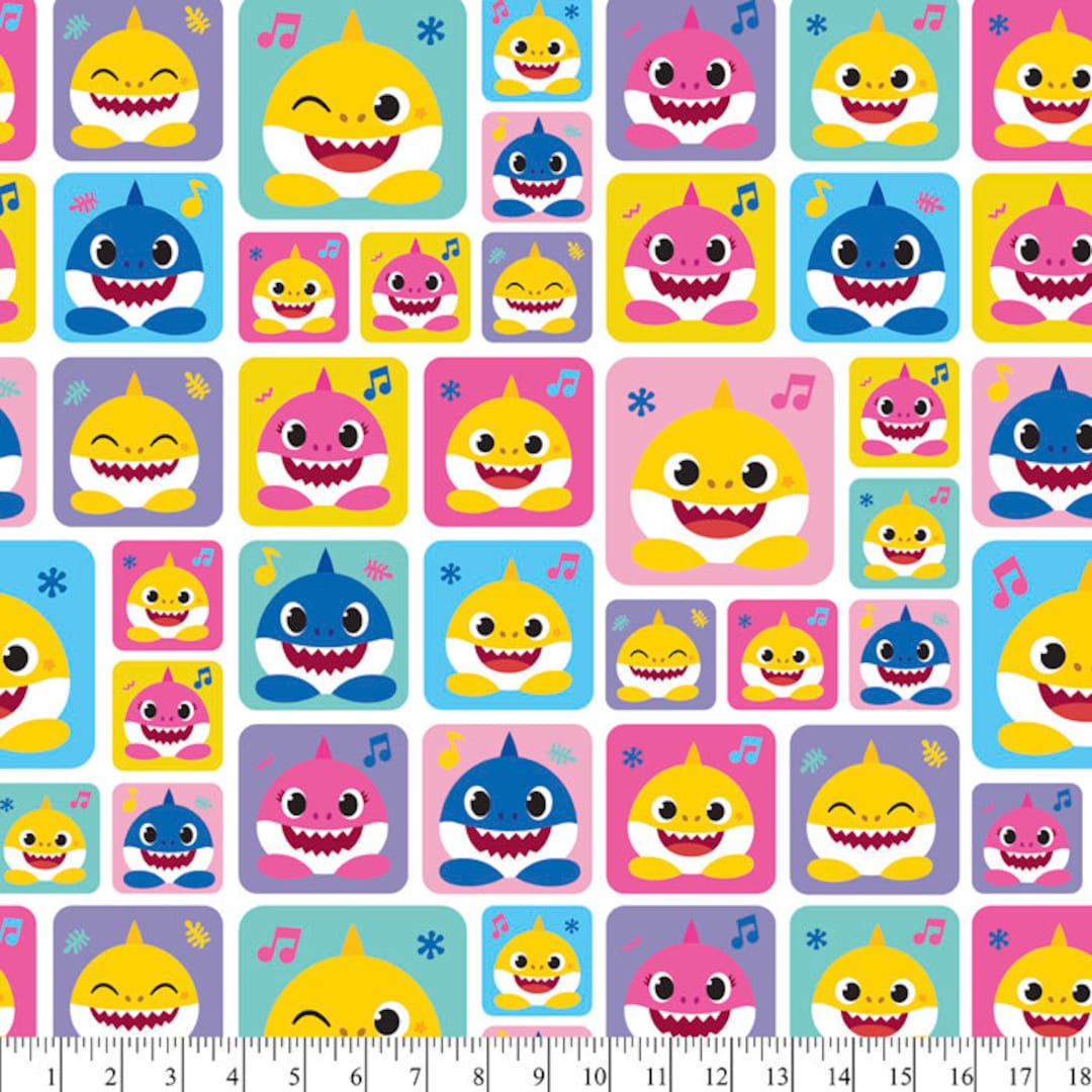 Baby Shark Musical Cotton Fabric by the Yard Etsy