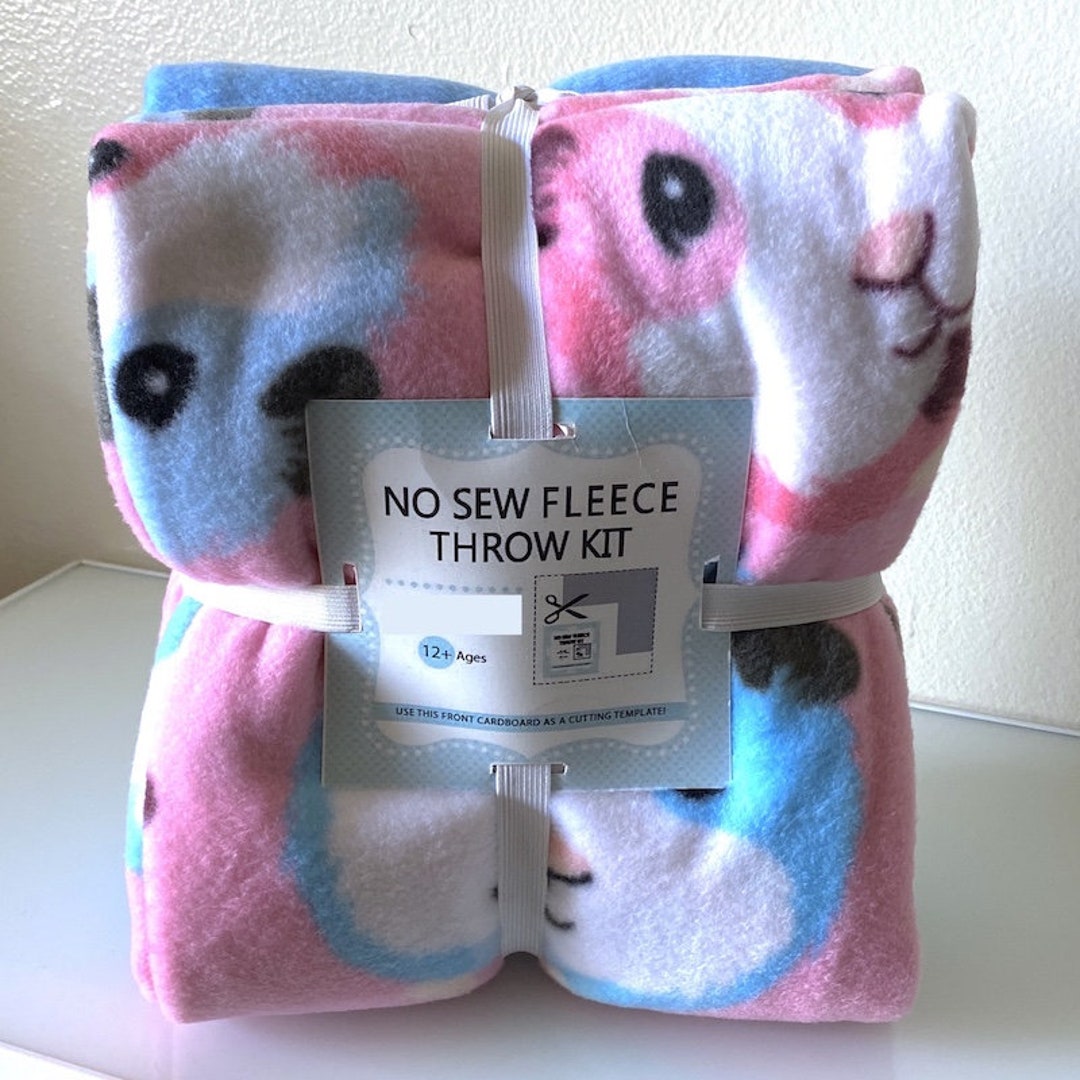 Elephants Anti-pill Premium Fleece Fabric No Sew Throw Kit 50x60 