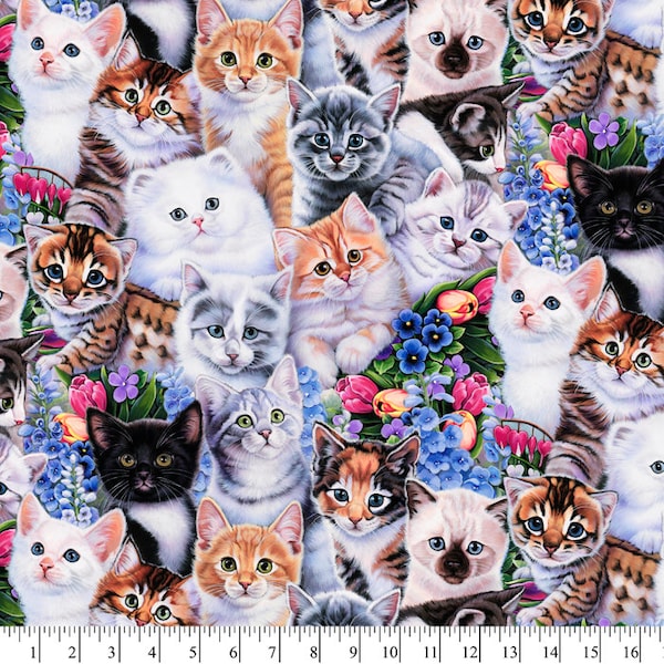 Cats on Cats Anti-Pill Premium Fleece Fabric By The Yard