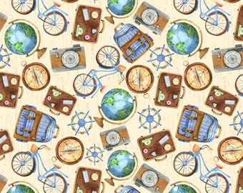 World Travels Cotton Fabric By The Yard