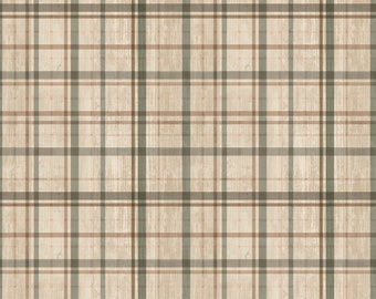 Tela de algodón con cuadros de bosque cortada a medida