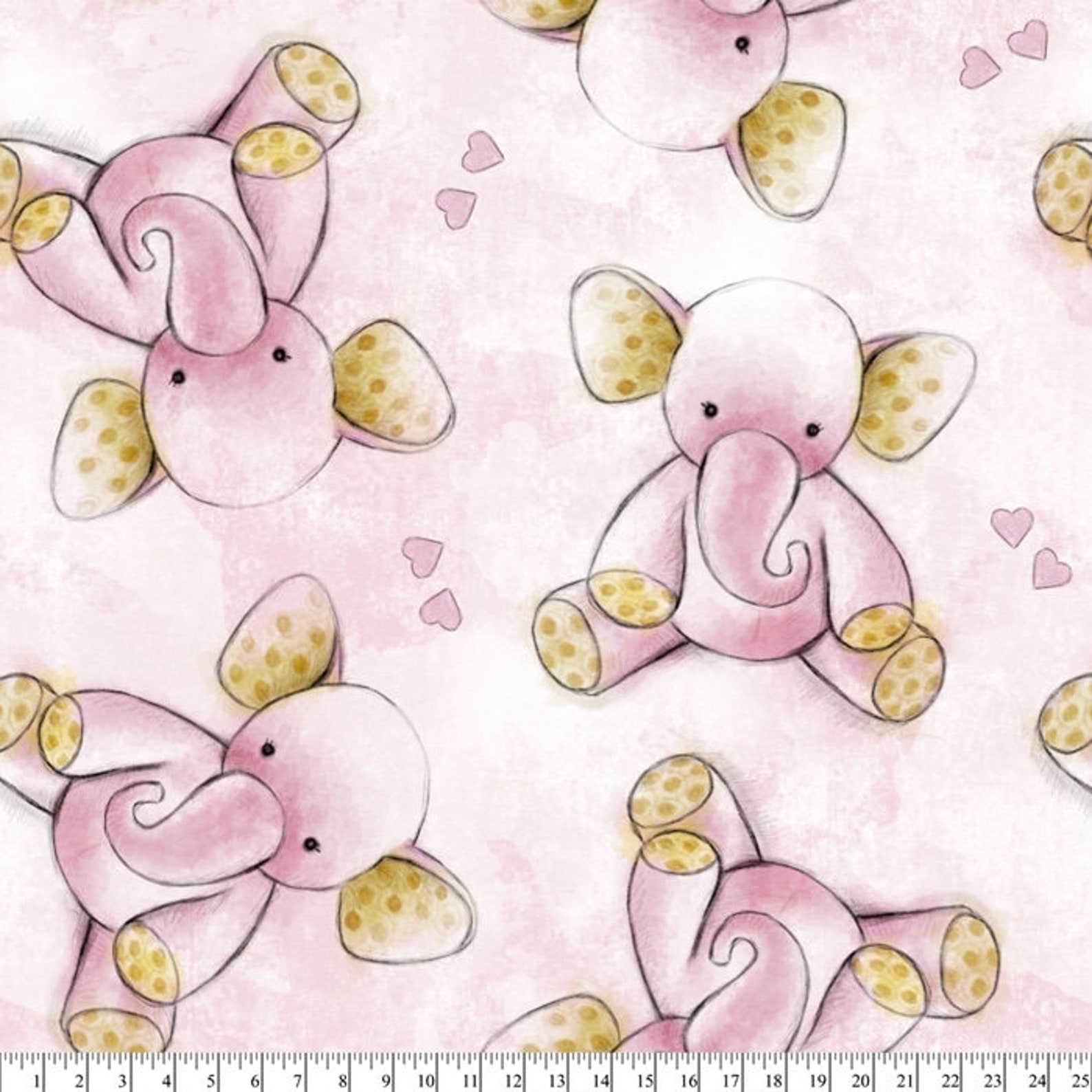 Elephants Pink AntiPill Fleece Fabric By The Yard Etsy