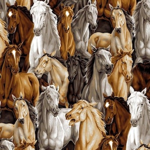 Allover Horses Cotton Fabric By The Yard