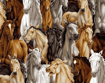 Allover Horses Cotton Fabric By The Yard