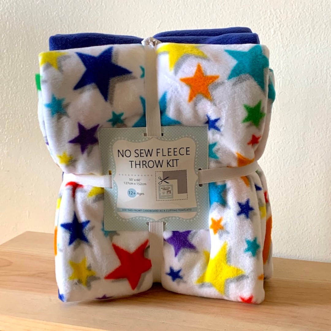 Bright Stars Anti-pill Fleece Fabric No Sew Throw Kit 72x60 
