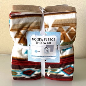Personalized No Sew Knot Tie Fleece Blanket Throw Kit South Western Blanket  Tie Blanket Native American Style Blanket Ethnic Blanket 