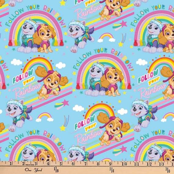 Paw Patrol Follow Your Rainbow Digital Cotton Print Fabric by Etsy