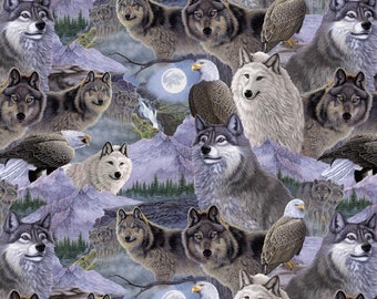 Wolf Moon Cotton Fabric By The Yard