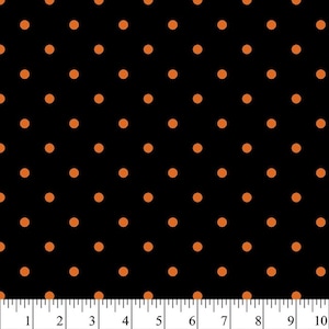 Halloween Polka Dots Black Cotton Fabric 1-Yard Precuts
