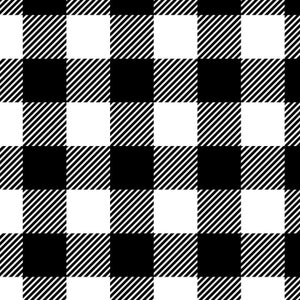Black and White Buffalo Plaid  Flannel Fabric By The Yard