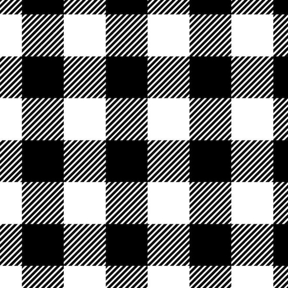 Black and White Buffalo Plaid  Flannel Fabric By The Yard