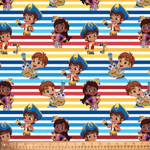 Santiago of the Seas Stripes Nickelodeon Licensed By David Textiles Digital Cotton Print Fabric By the Yard