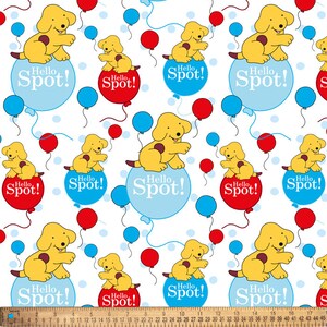 Spot the Dog Balloons Licensed By David Textiles Digital Cotton Print Fabric By the Yard