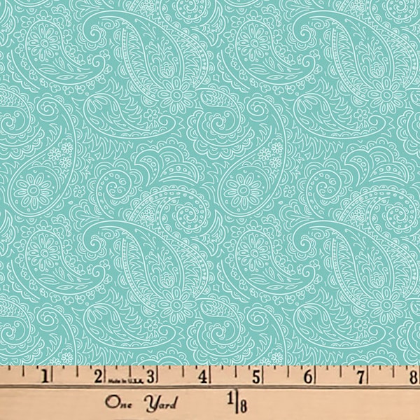 Paisley Turquoise Cotton Fabric By The Yard