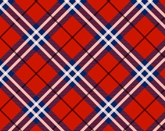 Checkered Plaid Red Anti-Pill Premium Fleece Fabric By the Yard