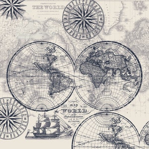 Tissu en coton sur la carte du monde par mètre