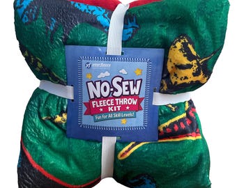 Mad Dinos Silky Premium No-Sew Throw Fleece Fabric Kit