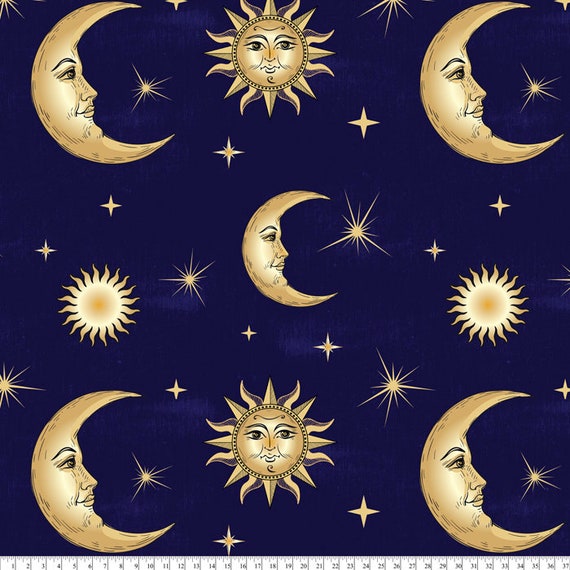 Celestial Moons Anti pill Premium Fleece Fabric No Sew Throw Kit 50x60 Etsy Canada