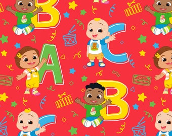 Cocomelon ABC's Licensed By David Textiles Digital Cotton Print Fabric