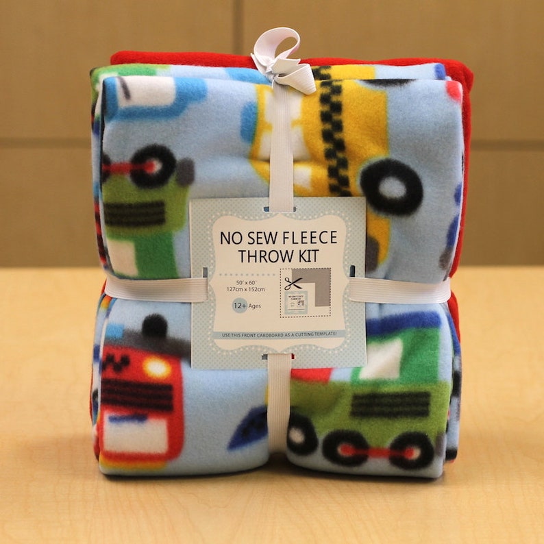 Kiddy Car No Sew Throw AntiPill Fleece Fabric Kit Etsy