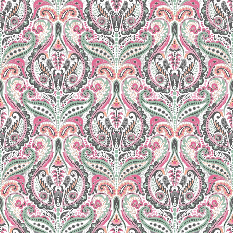Intricate Damask Cotton Fabric by the Yard Etsy