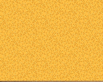 Dots of Flowers Golden Cotton Fabric By the Yard
