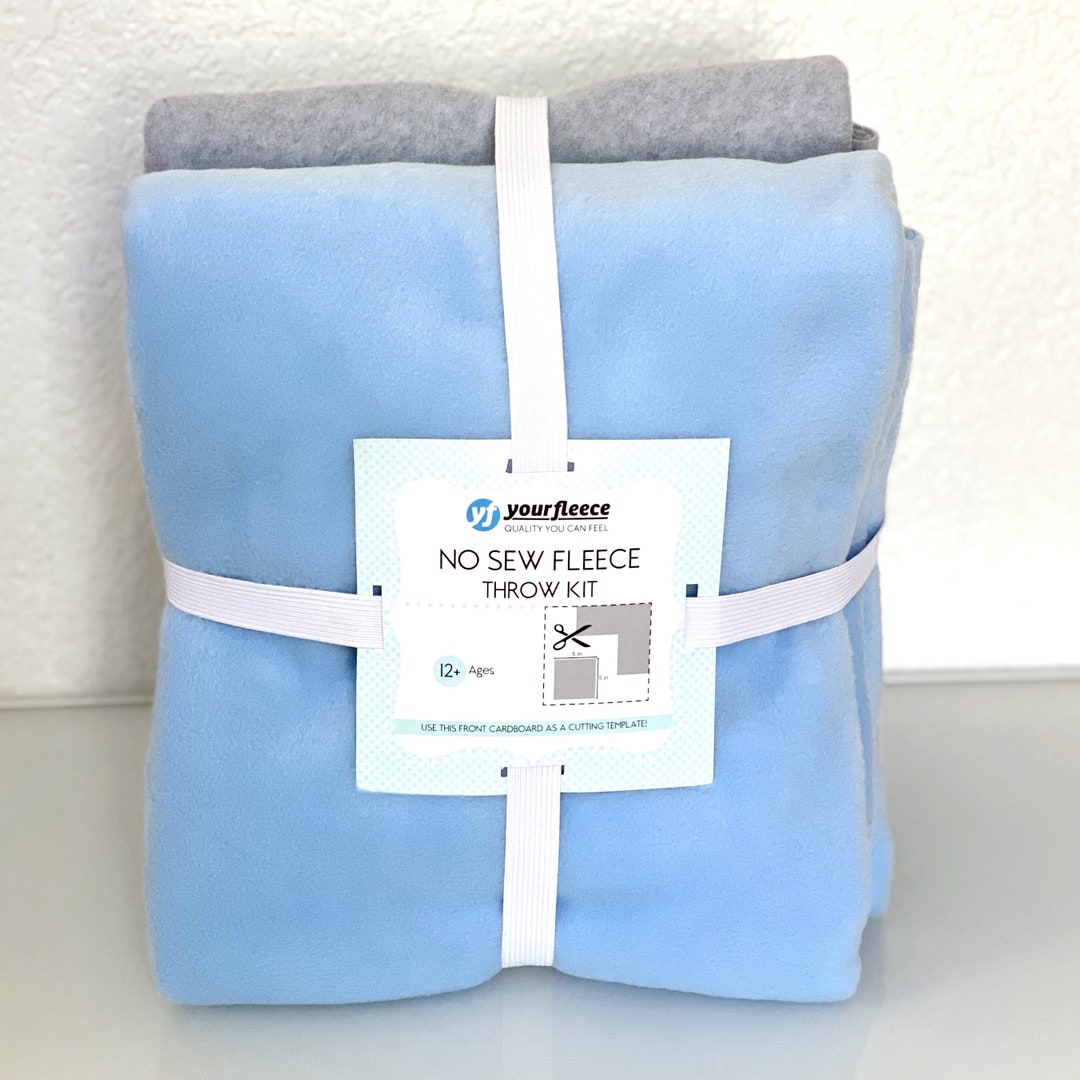 Solid Fleece No Sew Throw Kit Light Blue/heather Gray 72x60 Etsy