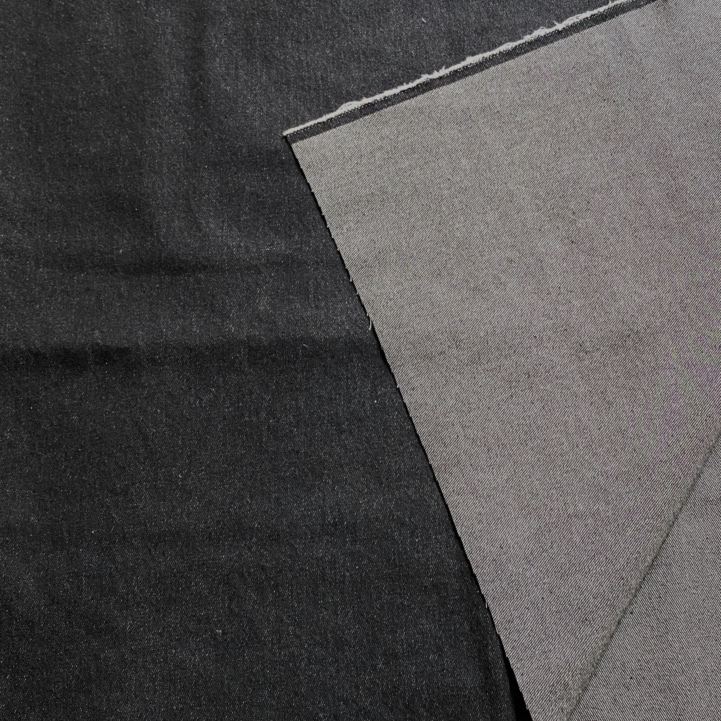 【DISCERNMENT】One-tuck black dart denim (green fabric) Solid Black Denim Fabric By The Yard - Etsy Polska