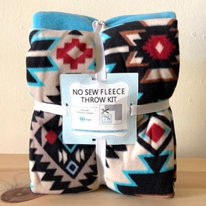 Navajo Inspired Anti-Pill Fleece Fabric No-Sew Throw Kit (72x60)