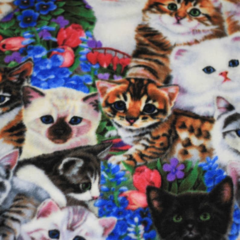 Cats on Cats Antipill Premium Fleece Fabric by the Yard Etsy