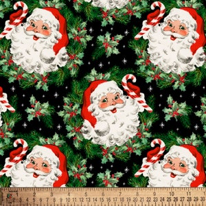 Christmas Santa Claus Cotton Fabric By The Yard