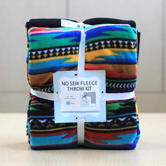 Mexican Serape Anti pill Fleece Fabric No Sew Throw Kit 72x60 Etsy Canada