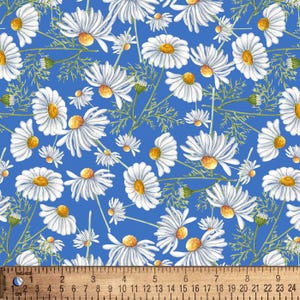 Daisies Wildflowers Cotton Fabric By The Yard