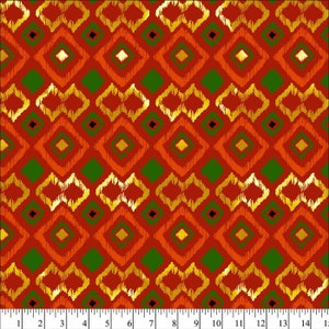 Ethnic Argyle With Gold Metallic Cotton Fabric By The Yard