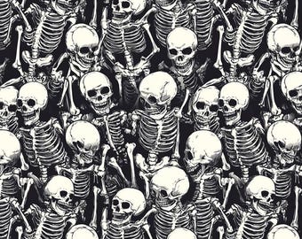 Halloween Skeletons Cotton Fabric By The Yard