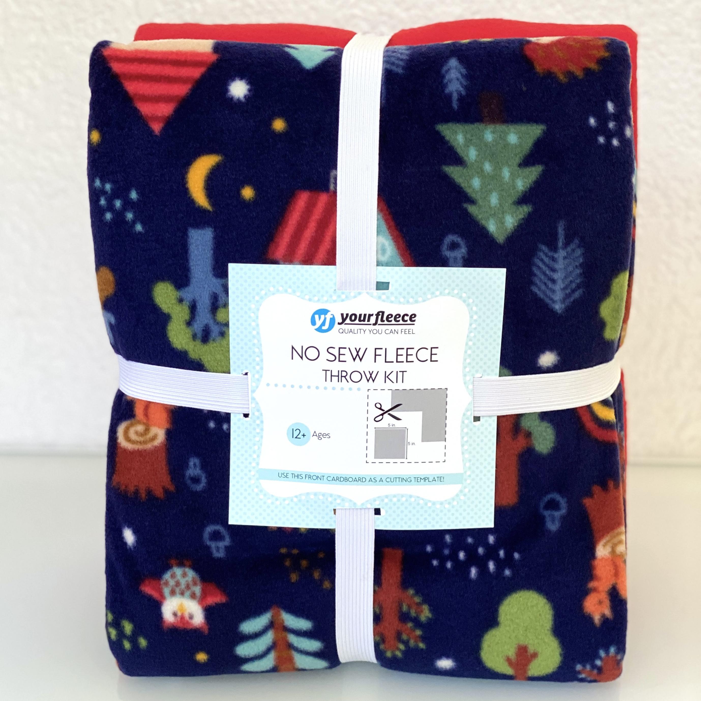 Camping Animals for Kids Anti pill Fleece Fabric No Sew Throw Kit 50x60 Etsy