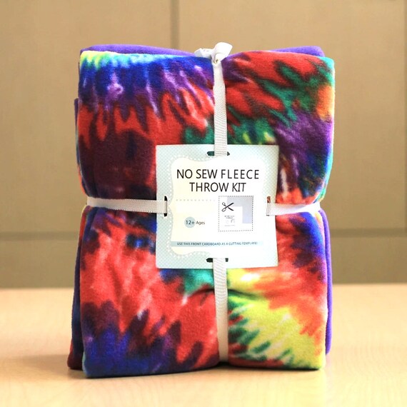 Tie Dye Anti pill Premium Fleece Fabric No Sew Throw Kit 72x60 Etsy Canada