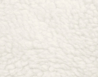 Solid Natural Creamy White Sherpa Plush Fleece Fabric By The Yard