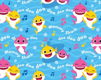 Mommy & Baby Shark Cotton Fabric By The Yard