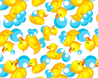 Rubber Ducky Bath Anti-Pill Fleece Fabric By The Yard