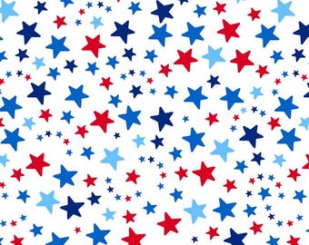 Patriotic Stars Red White and Blue Poly Cotton Fabric