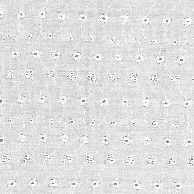 White Embroidered Eyelet Fabric By The Yard image 1