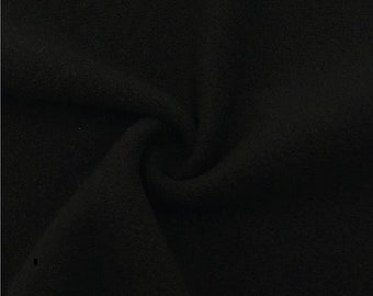 Solid Black Double Sided Technical 12oz Anti-Pill Fleece Fabric By The Yard