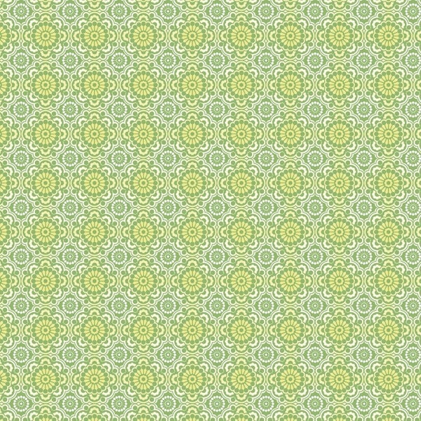 Medallions Green Cotton Fabric By The Yard