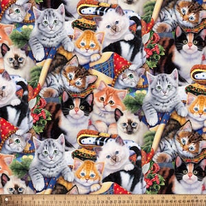 Kittens Cat Fun Cotton Fabric By The Yard