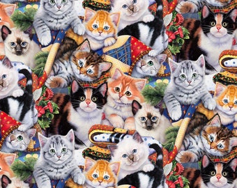 Kittens Cat Fun Cotton Fabric By The Yard