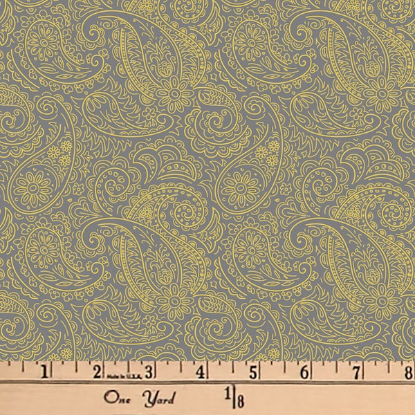 Paisley Gray Cotton Fabric By The Yard