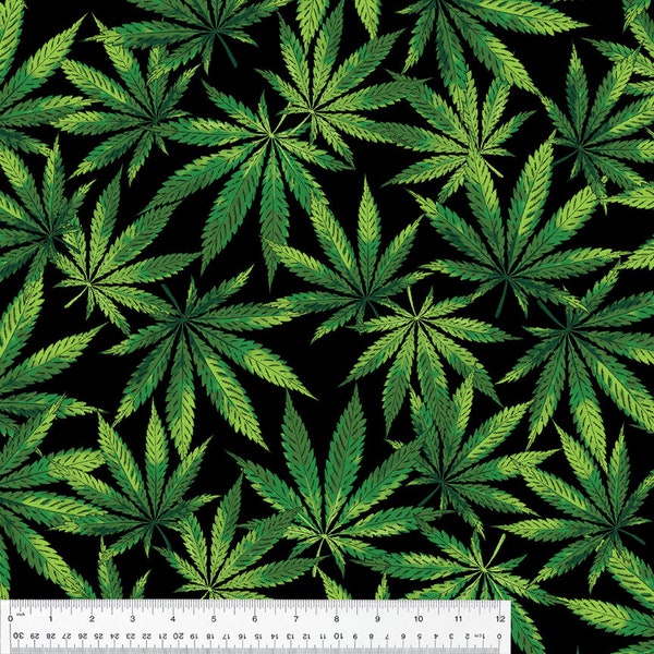 Marijuana Weed Anti-Pill Fleece Fabric By The Yard